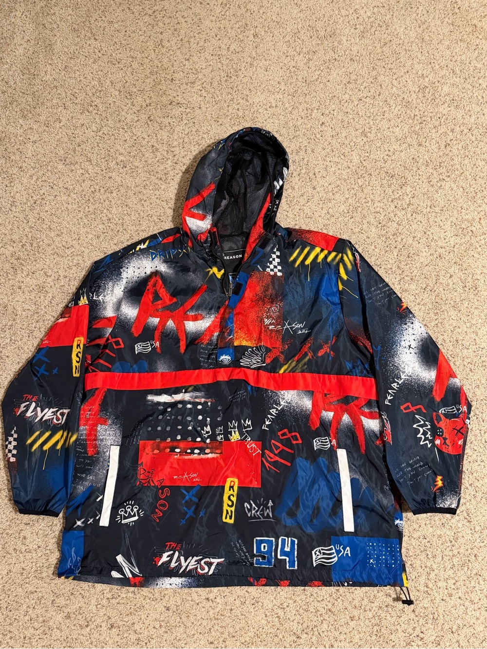 Reason Graffiti Half-Zip Anorak Windbreaker Jacket Size 3XL